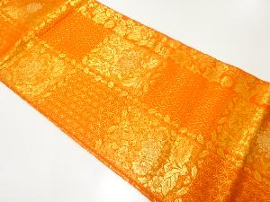 唐花模様織出し袋帯